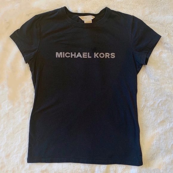Michale Kors Bling Silver Logo T-shirt Size M - Picture 1 of 5
